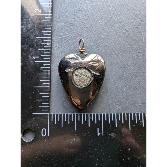 Antique Hematite and Pyrite Heart Pendant - Picture 2 of 7